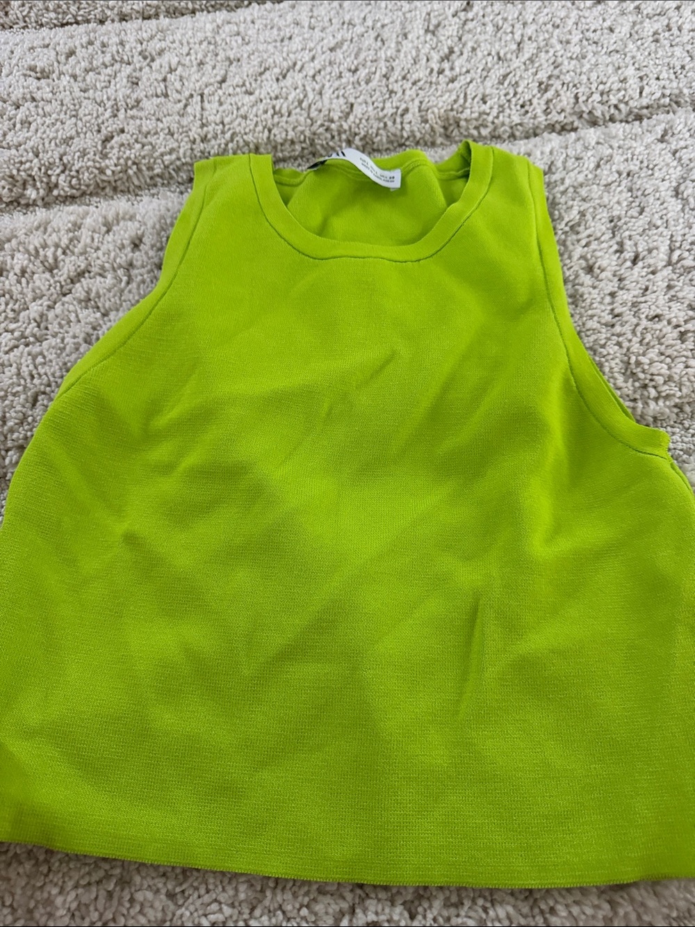 Zara Neon Lime Sleeveless Crop Top